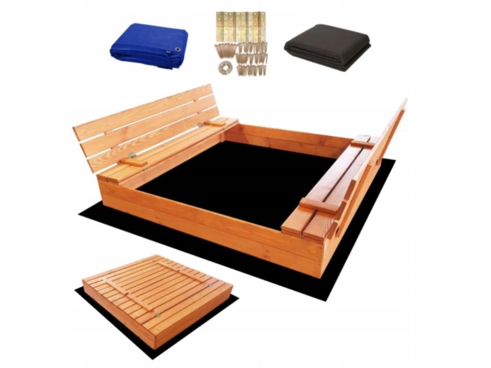 Pieskovisko drevené s krytom/lavičkami veľké predvŕtané impregnované premium variant: impregnované