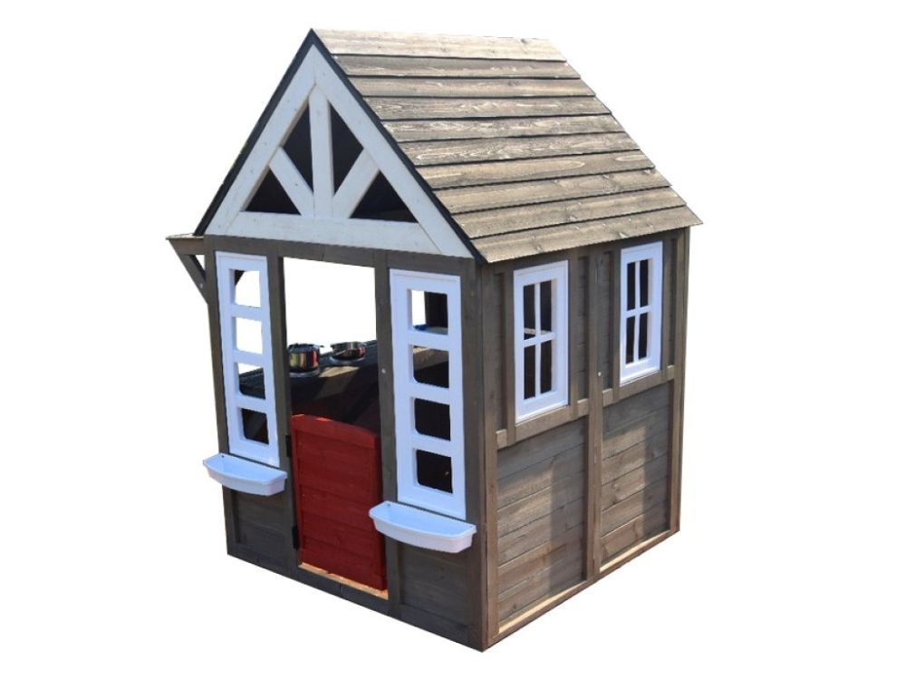Detský drevený záhradný domček s kuchynkou
