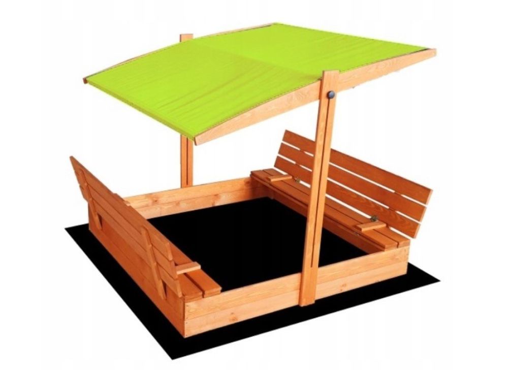Set - Pieskovisko s krytom/lavičkami a zelenou strieškou predvŕtané impregnované premium
