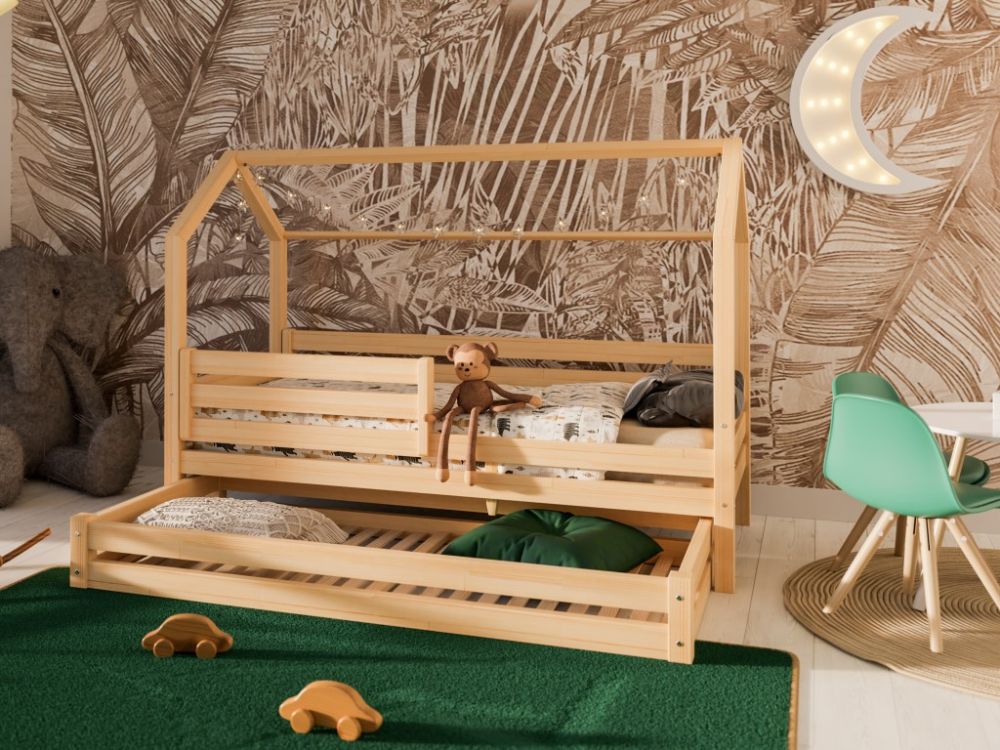 Set - Dječji krevet s ladicom Premium 90x200 cm + 2 madraca - pogled na cijeli krevet